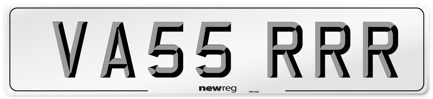VA55 RRR Number Plate from New Reg